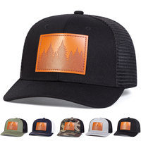 Gorras Trucker de Alta Calidad, Modernas, de Seis Paneles, Transpirables, con Parche de Cuero, Duraderas para Senderismo al Aire Libre, Uso Diario Informal