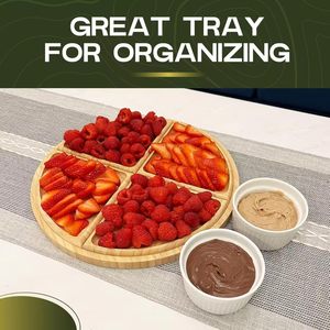 Bamboo Wooden Serving <b>Trays</b> Set With <b>Large</b> And Small Plates For Snacks Cheese Charcuterie Board Home Use Eco Friendly - Product Image 5