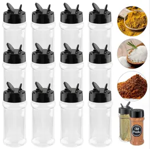 Botol garam, 3.4oz/100ml plastik stoples bumbu merica, Set botol garam Travel, kedap udara, toples penyimpan bumbu & Dispenser bubuk