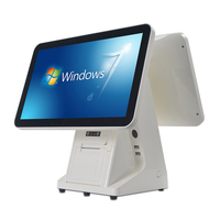 En stock 15 ''Windows Android Linux Caisse enregistreuse double écran tactile avec imprimante 58mm système de point de vente pour salon de vente au détail
