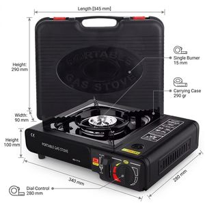 Réchaud à butane portable certifié CE 2,1 kW avec étui rigide, brûleur unique coupe-vent pour pique-nique, barbecue et situations d'urgence - Product Image 6
