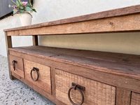 Ferme moderne Armoire d'appoint à 4 tiroirs Établi en bois avec rangement en métal pour la maison Cuisine Chambre à coucher-Salle à manger Buffet Locker