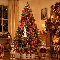 Lot de décorations de Noël pré-éclairées avec nœuds rouges pour hôtels, centres commerciaux et magasins – Vente en gros