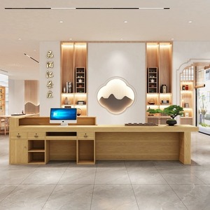 Nuevo estilo chino <span class=keywords><strong>original</strong></span> color madera cajero <span class=keywords><strong>escritorio</strong></span> mesa de té Arte Centro de Salud recepción bar salón de belleza recepción - Product Image 3