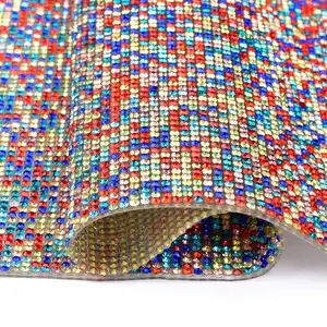 Honor Of Crystal 24cm*40cm Bling Hotfix Glass Ab Rhinestone Heat Transfer Mesh For Clothing Accessories