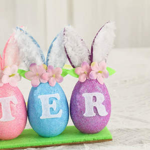 DAMAI Decorative <b>Easter</b> Eggs with Bunny Ears Flowers and Letters - Festive <b>Ornaments</b> with Foam Material for Holiday Atmosphere - Product Image 4