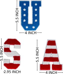 Yüksek kalite abd şönil yama Tshirt 4 temmuz 14cm abd yıldız şönil mektup yamalar demir on giyim bağımsızlık günü için - Product Image 2