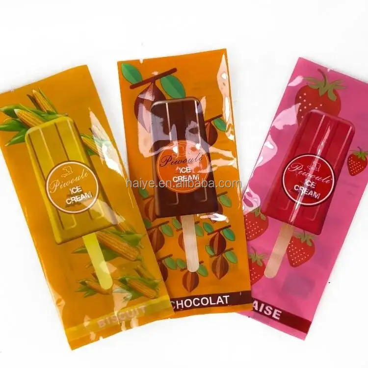 Custom Printed Pop Popsicle Mold Packaging Bag Back Sealing Foil Plastic Ice Cream Wrapper Ice Popsicle Frozen Food Packaging