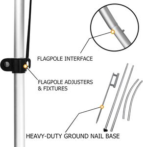 11FT không có gió bãi biển cờ Hợp kim nhôm Cột cờ thép không gỉ mặt đất Cổ Phần xách tay lông hình dạng Hot Dog swooper Cờ biểu ngữ - Product Image 5
