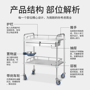 Custom-made multi-functional hospital <b>storage</b> cart, stainless steel dental medical cart, beauty and permanent makeup tool cart - Product Image 5