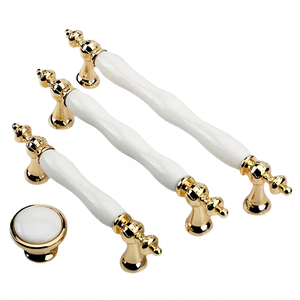 Knop Knoppen Kast Handgrepen Lade Handvat Porselein En Metaal Groothandel Trekt Keramische Moderne Goud Witte Handgrepen Voor Meubels - Product Image 2