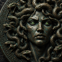 Pièce de monnaie commémorative personnalisée 3D en relief de la Méduse Gorgone, en bronze antique, sur le thème de la mythologie grecque, pièce de défi pour cadeau de luxe