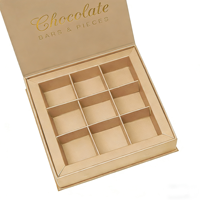 Boîte à chocolat personnalisée en matériaux recyclés, avec séparateur en éponge, boîte cadeau en carton, emballage de luxe, estampage à chaud, logo en feuille d'or