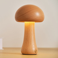 Lampe de table LED au design contemporain, commande tactile, intensité réglable, lampe de bureau en bois avec abat-jour en forme de champignon, lumière de nuit décorative