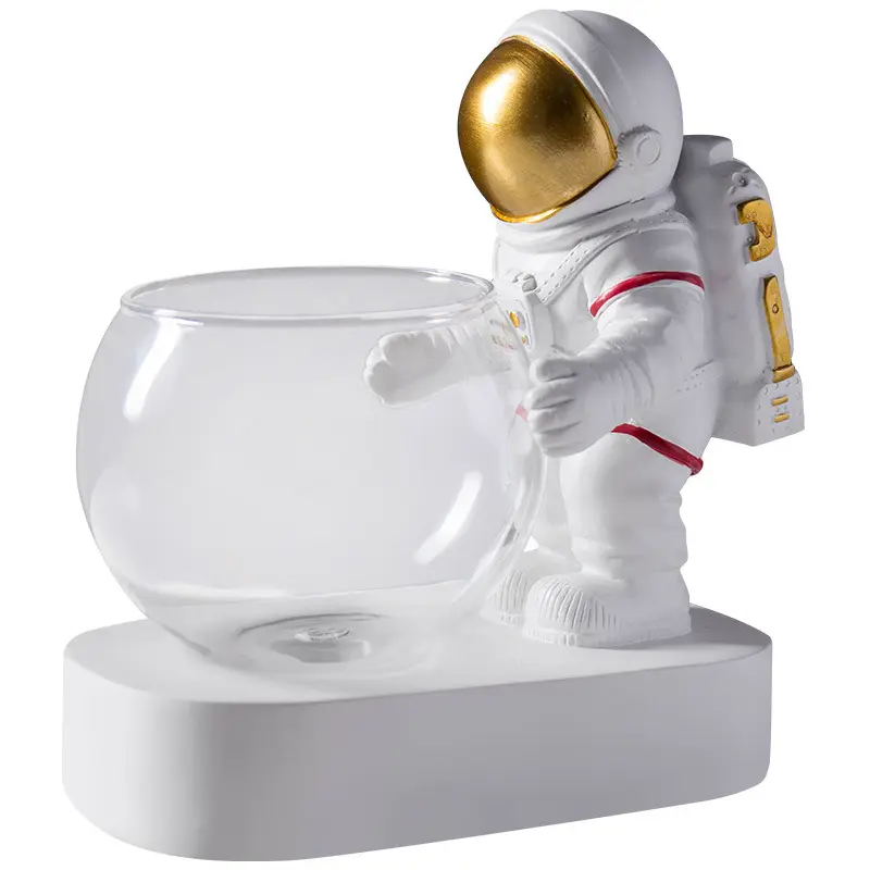 DD2309 Spaceman Statue Glass Vase Bottle Plant Propagation Desk Topper Flower Decor Bonsai Astronaut hydroponics Planter