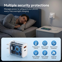 Pengisi Daya Dinding PD30W Dual Port, USB A+Type C Pengisi Daya Cepat untuk Ponsel, Adaptor Pengisi Daya dengan Colokan US EU untuk Ponsel dan Tablet