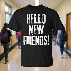 T-shirt « Hello New Friends First Day » pour la rentrée scolaire – Catégorie de produits promotionnels - Product Image 3
