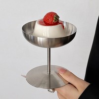 Gobelet à boisson glacée en acier inoxydable 304 mat, gobelet à dessert haut pour milkshake, pudding, salade de fruits