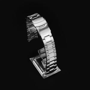 Bracelet de montre en métal de luxe personnalisable, acier inoxydable massif 304/316, différentes tailles - 22 mm, trois maillons, boucle de sécurité incurvée/platte - Product Image 3