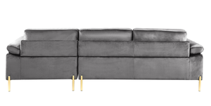 Modern Convertible Velvet L-Shaped Sectional <b>Sofa</b> Set with Chaise - Product Image 5