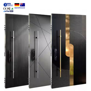 Porta d'<span class=keywords><strong>Ingresso</strong></span> Moderna in Alluminio e Acciaio, Porta di Sicurezza Esterna Pivotante per Casa - Product Image 1