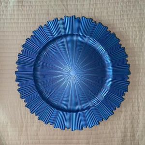 Or Argent Bleu Transparent Peinture en <span class=keywords><strong>a</strong></span>érosol minimaliste Bords irréguliers Plateau de bol de fruits réutilisable Assiettes de charge décoratives - Product Image 2