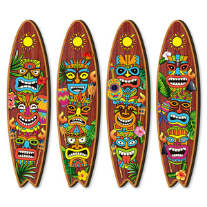 Hawaiian Surfboard <b>Wall</b> Hanging Decor Wooden Irregular Shape For Home Party Events Decorative <b>Signage</b> - Product Image 5