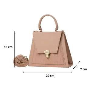 Biuna Bolso cruzado para mujer de 7 pulgadas con patrón de cocodrilo y cierre de cremallera, bolso bandolera portátil a la moda, color nude - Product Image 1