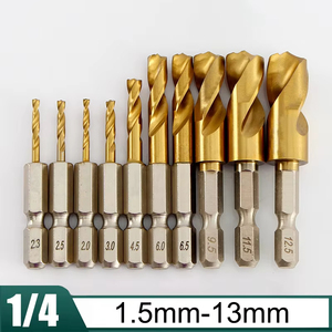 1.5 - 13mm Mũi khoan xoắn phủ titan HSS 1/4 '' Chuôi lục giác ngắn cho kim loại Thép không gỉ Gỗ nhựa - Product Image 2