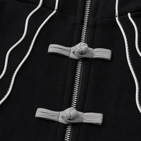 Herren Hochwertige Jacke im Chinesischen Stil mit Knopf- und Reißverschluss, Stehkragen, Modisches Individuelles Design, Sport-Windbreaker mit Paspelierung