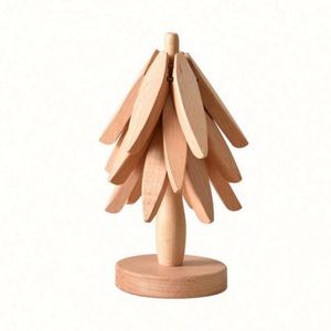 Kitchen Europe Style Folding <b>Tree</b> Shape Wooden Trivet Set with Coasters for Hot Dishes - Product Image 3