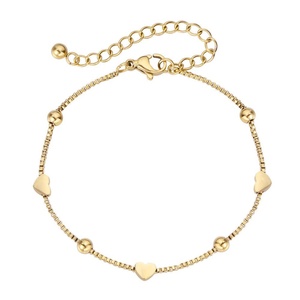 Stainless Steel <b>Love</b> Token Bracelet for Couples Trendy Gold-Plated Heart Pattern Chain Micro Insert Anniversary Gift - Product Image 4