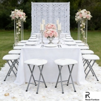 Tabouret pliant portable en métal blanc pour événements extérieurs