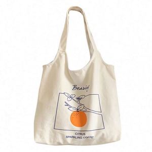 Sac fourre-tout en toile biologique réutilisable de style japonais pour étudiants, avec imprimé de dessin animé mignon, idéal pour le shopping en gros - Product Image 1