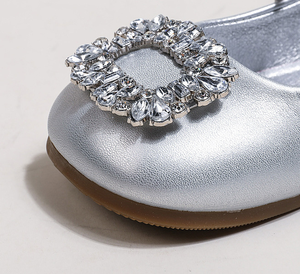 Spring NewLittle Girl's Dress Shoes Children's Crystal Slip-on Soft Sole Temperament Square Toe Ballet Dress Shoes - Product Image 6