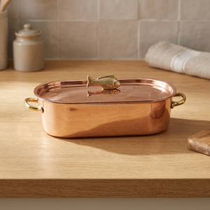 Oval Shape Handmade Polished <b>Copper</b> and Brass Serving Bowl with Fish <b>Knob</b> on Lid for Home Hotel Restaurant Party Use - Product Image 2