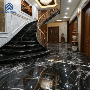 Pasokan Cina dipoles halus hitam Marbel ubin dinding <span class=keywords><strong>Marquina</strong></span> marmer Panel lempeng dinding - Product Image 5