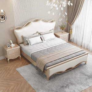 <span class=keywords><strong>Lit</strong></span> surdimensionné de luxe léger à la française, <span class=keywords><strong>lit</strong></span> de princesse pour filles, tête de <span class=keywords><strong>lit</strong></span> en cuir haut de gamme, bois de chêne robuste - Product Image 1