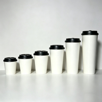 Gobelets en papier jetables blancs à paroi simple pour café à emporter, avec couvercle, 8oz, 10oz, 12oz, 16oz, 20oz, vente en gros