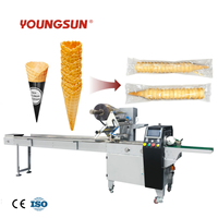 Machine d'emballage horizontale automatique pour cornets de crème glacée, cornets de gaufres, cornets de sucre, mini-cornets et snacks