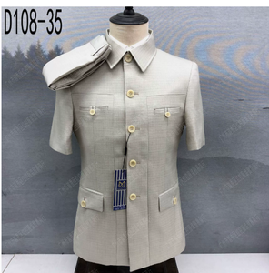 Costume <span class=keywords><strong>Homme</strong></span> Élégant 2025 avec <span class=keywords><strong>Manteau</strong></span> Ajusté et Pantalon Court à Devant Plat en Worsted, Fermeture Simple pour l'Été - Product Image 4