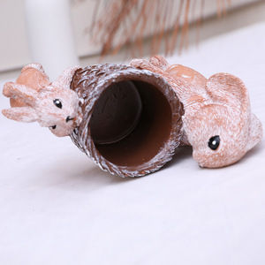 Decorazioni Pasquali all'Ingrosso, Coniglietti in Resina, Regalo per <span class=keywords><strong>Bambini</strong></span>, Decorazione per Casa e Feste, Coniglietto con Cesto di Bambù - Product Image 4
