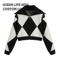 OEM Service 14 GG Ordinateur Tricoté style preppy Logo Personnalisé Polo Pull Femmes Grande Taille Chandails pour Femmes col en v