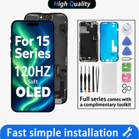 Écran de remplacement OLED flexible RJ pour téléphone, assemblage numériseur tactile d'affichage IC mobile pour réparation 15 Pro Plus Pro Max