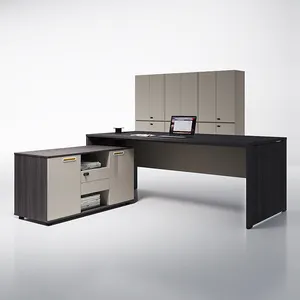 Fábrica de muebles comerciales Personalizada de gama alta Diseño moderno en forma de L Director Manger Ceo Boss Escritorio Juego de mesa de oficina ejecutiva