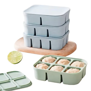 Conteneur de stockage d'aliments pour bébé en silicone de qualité alimentaire avec couvercle, moules en silicone, plateaux de congélation, sans BPA, bac à glaçons pour aliments pour bébé, livraison rapide - Product Image 1