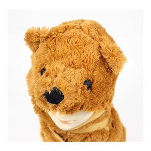 חידוש ראש בעלי חיים מסוגנן ילד מבוגר beanie ארוך כפות קטיף צעיף יד חם כיסים 3 ב 1 משולב נוחות כובע דוב חום צעיף - Product Image 4