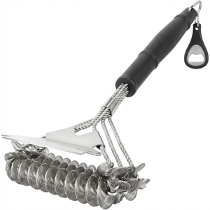 Brosse et grattoir de nettoyage pour barbecue en acier inoxydable - Product Image 1