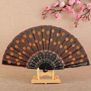 White Handle Fabric Printed Plastic Hand Fan Portable DIY Style for Business <b>Gifts</b> or Parties Model Pattern on Bamboo - Product Image 2
