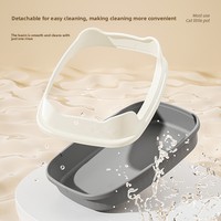 Bac à litière semi-fermé à parois hautes, grande toilette pour chat en plastique anti-éclaboussures avec pelle à litière offerte pour chats de petite et grande taille